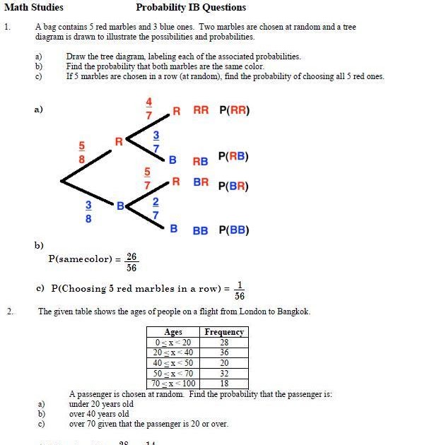 Probability Worksheet With Answers