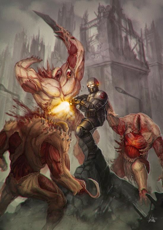 Mechas, robôs, soldados futuristas e aliens nas ilustrações de ficção científica de Jonathan González Jonathan González Gómez BrotherOstavia deviantart ilustrações ficção científica
