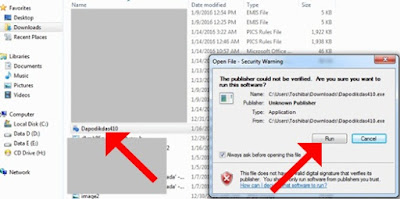 Buka hasil download aplikasi dapodikdas versi 410 dan klik "Run" Buka hasil download aplikasi dapodikdas versi 410 dan klik "Run"