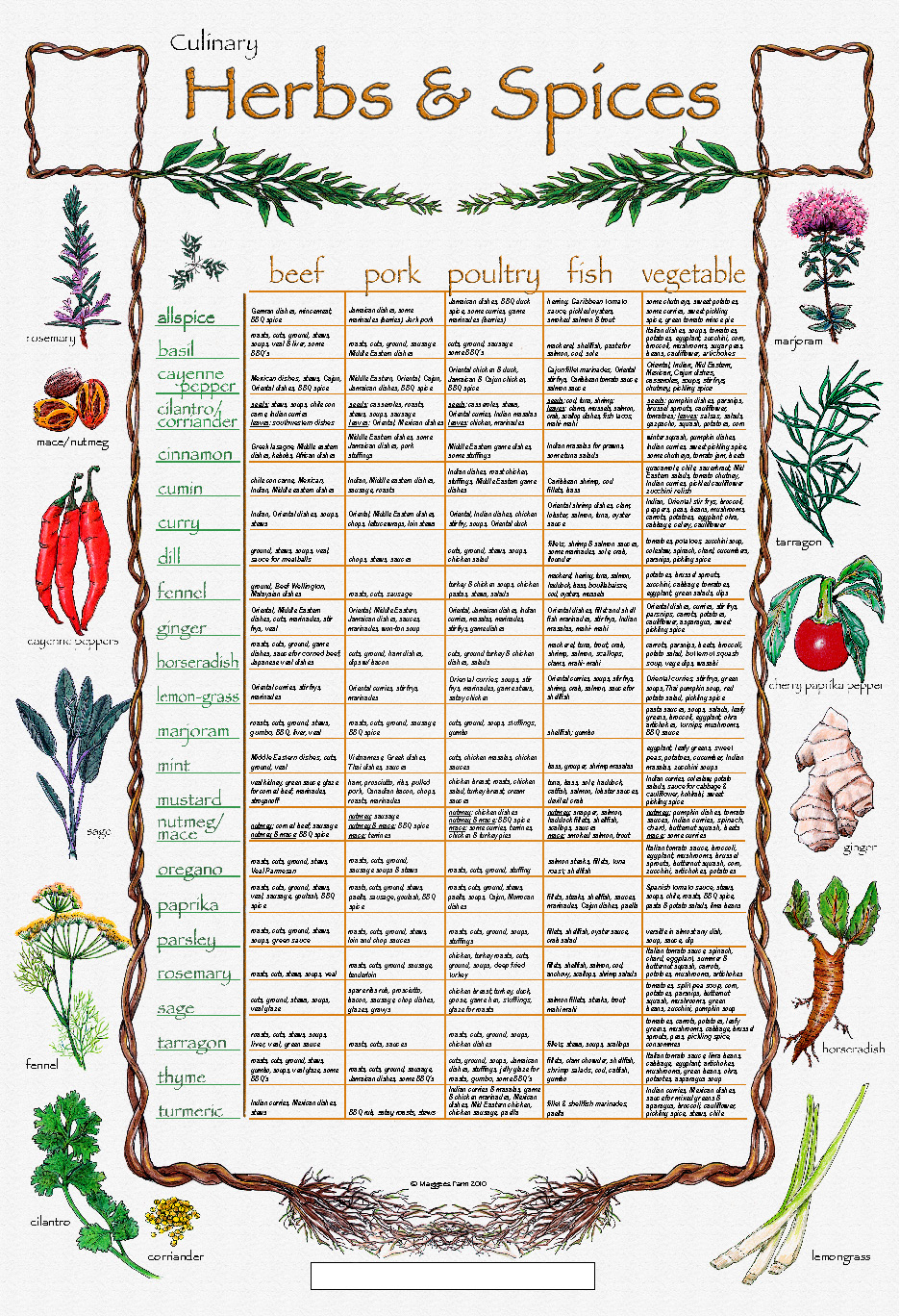 Herbs And Spices Chart