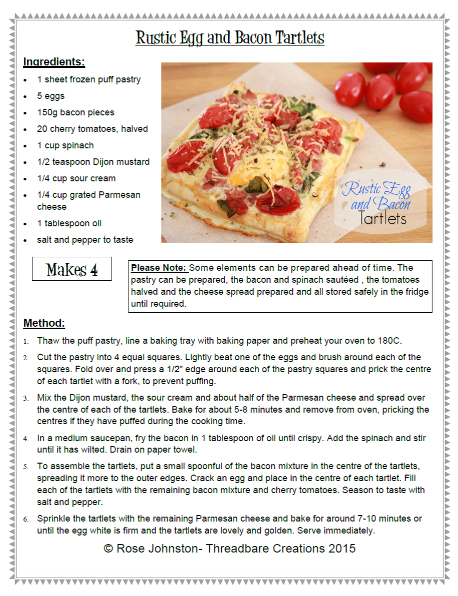 Rustic Egg and Bacon Tartlets Threadbare Creations