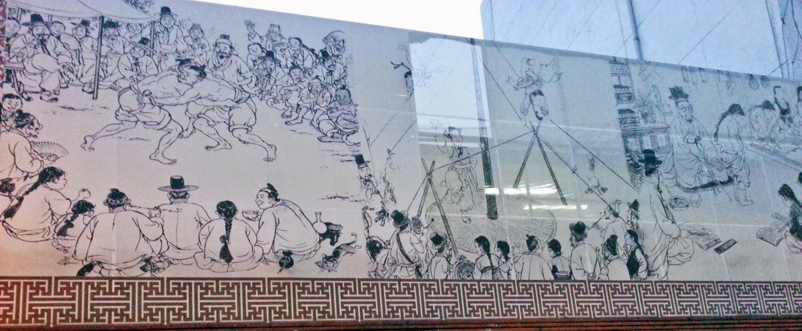 Traditional Painting of Korean Wrestling (Ssireum) Insadong, Dongdaemun and Myeongdong | meheartseoul.blogspot.com