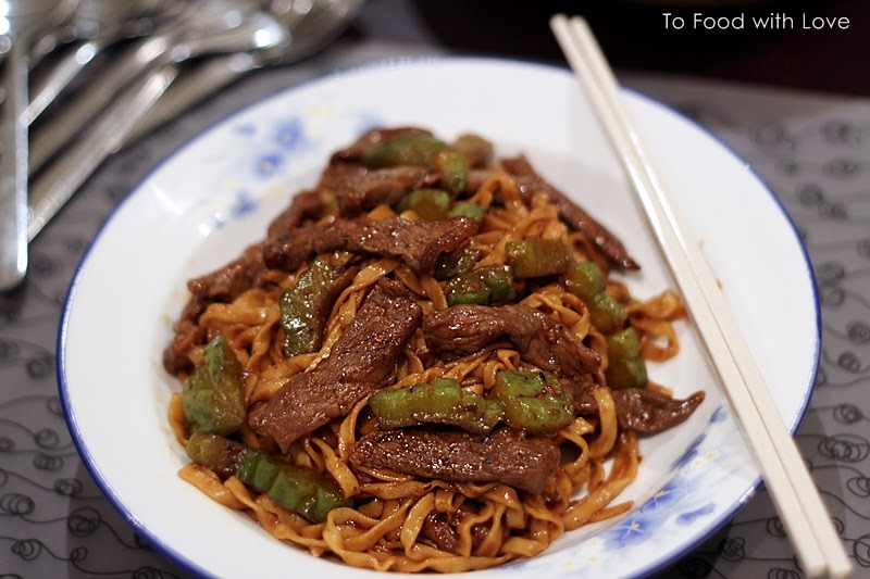 To Food with Love Mee Pok (Flat Egg Noodles) with Beef and Bittergourd