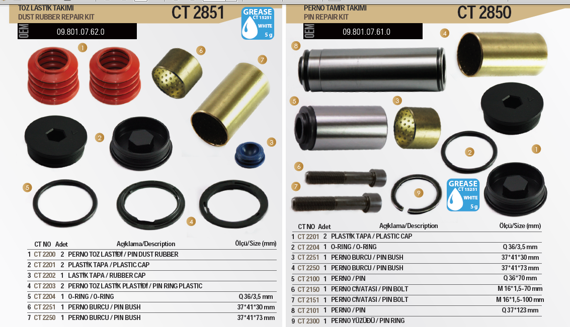 Continual Brake Caliper Repair Kits For Truck Bus and Van BPW TYPE