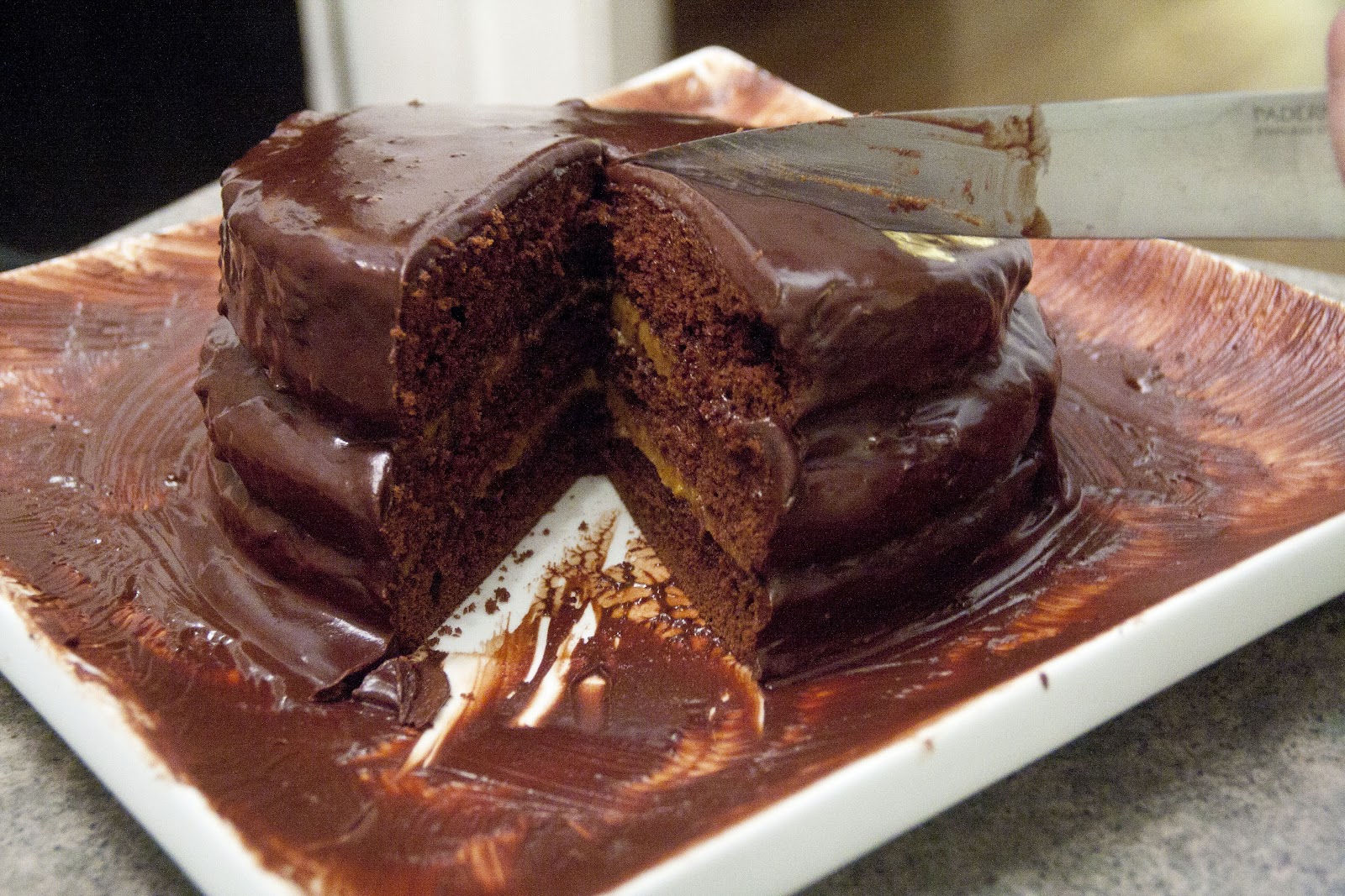 My Igloo Life Chocolate Butterscotch Boston Cream Cake.