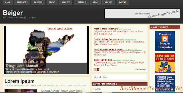 Blogger Template Screenshot Three Column Blogger Template