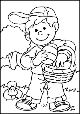 transmissionpress: The Boy and Easter Eggs Basket Coloring Pages