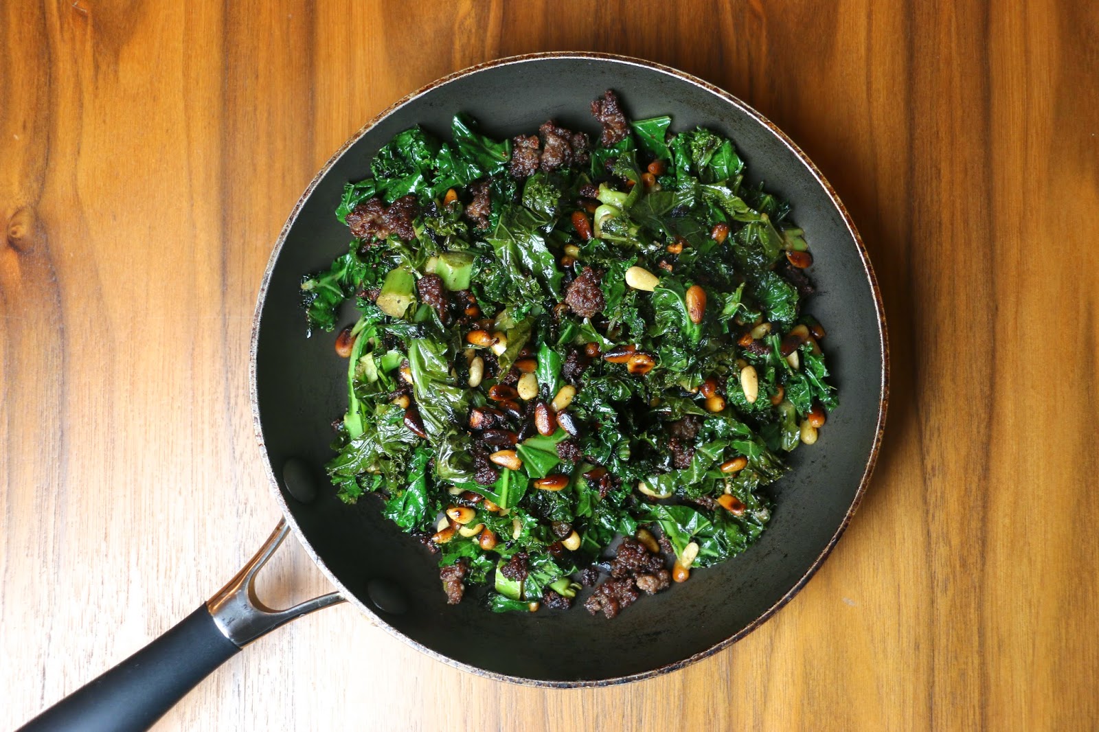 All Spice Minced Beef and Kale Hash