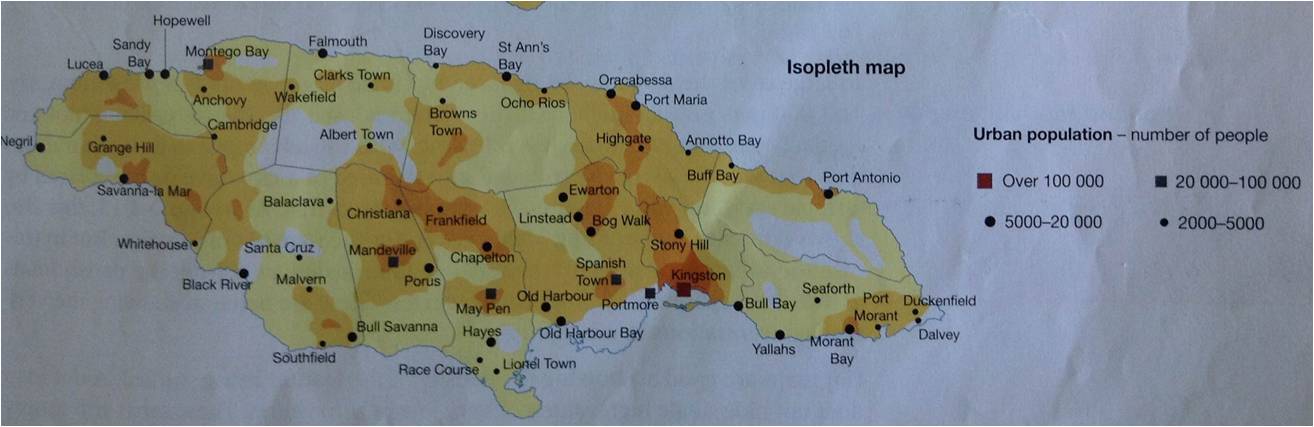 Choropleth Map Of Jamaica Population & Settlement