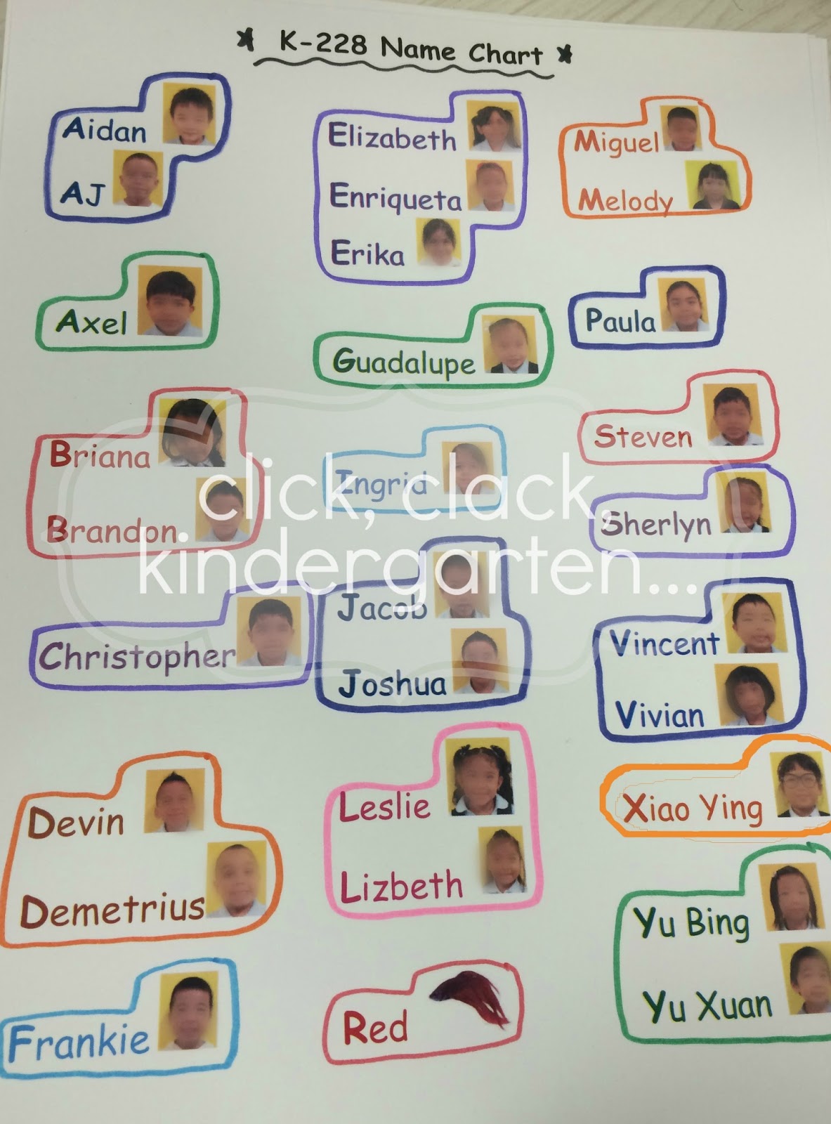 Students Name Chart
