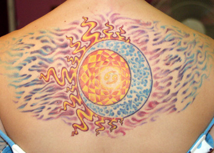 Sun and Moon tattoo an abstract representation