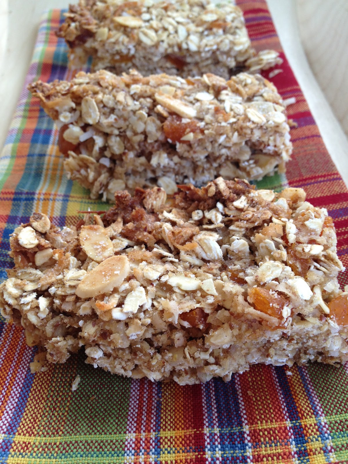 coconut almond apricot granola bars greens & chocolate