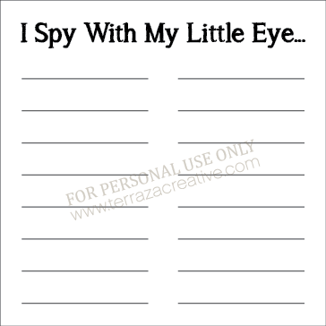 I Spy Bag List - Free printable and tutorial at terrazacreative.com
