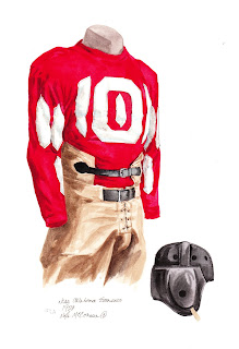 1929 University of Oklahoma Sooners football uniform original art for sale