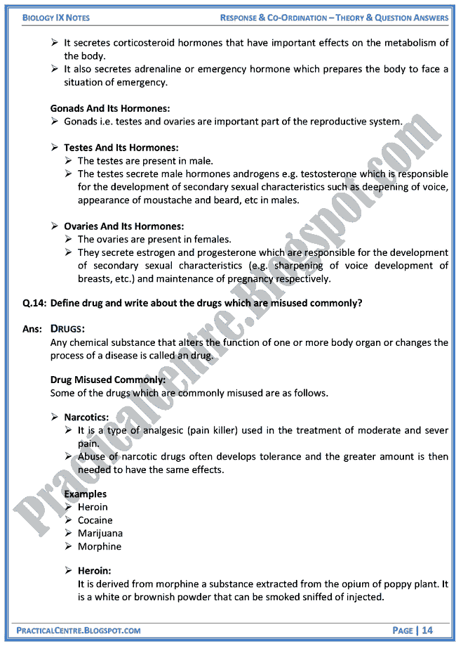 response-and-co-ordination-theory-and-question-answers-biology-ix