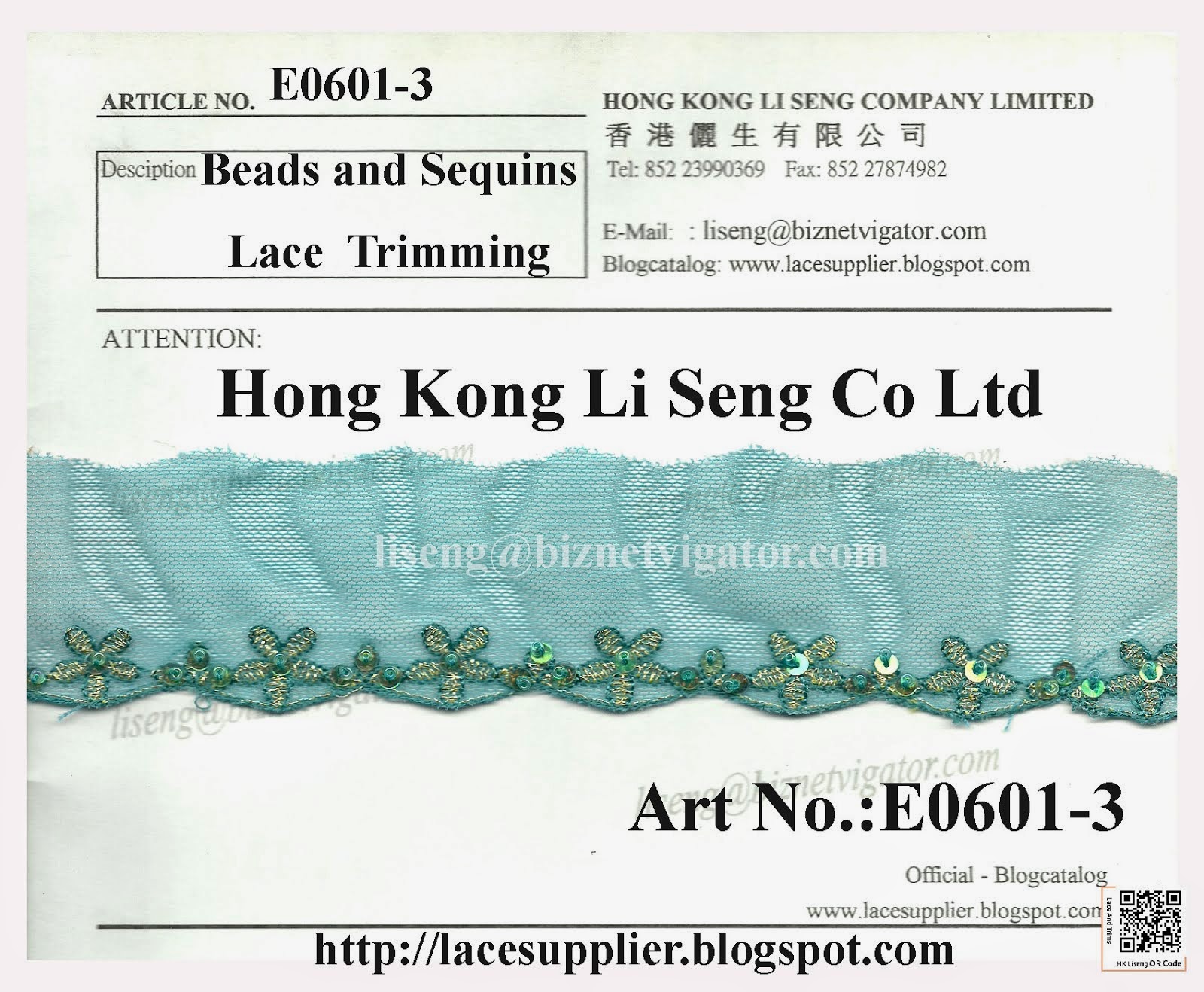 Beads and Sequins Lace Trimming Wholesale - Hong Kong Li Seng Co Ltd