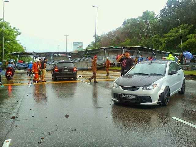 Kejadian Runtuhan Jejantas Pejalan Kaki Di Lebuhraya Pasir Gudang Runtuh, (GAMBAR) Jejantas Lebuhraya Pasir Gudang Runtuh, Jejantas Pejalan Kaki Runtuh, Runtuhan Jejantas Di Johor, Kejadian Runtuhan Jejantas