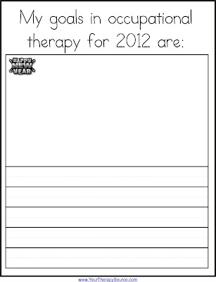 Goal Worksheet for 2012 | Your Therapy Source - www.YourTherapySource.com