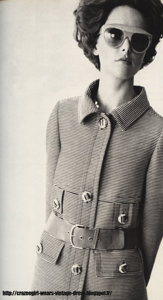 Louis Feraud - dress and coat - 1968 60s 1960 mod stripe striped