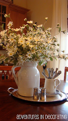 table kitchen centerpiece decor centerpieces dining decorations decorating tray pitcher decorelated farmhouse tables silver antique country flowers comedor island pitchers