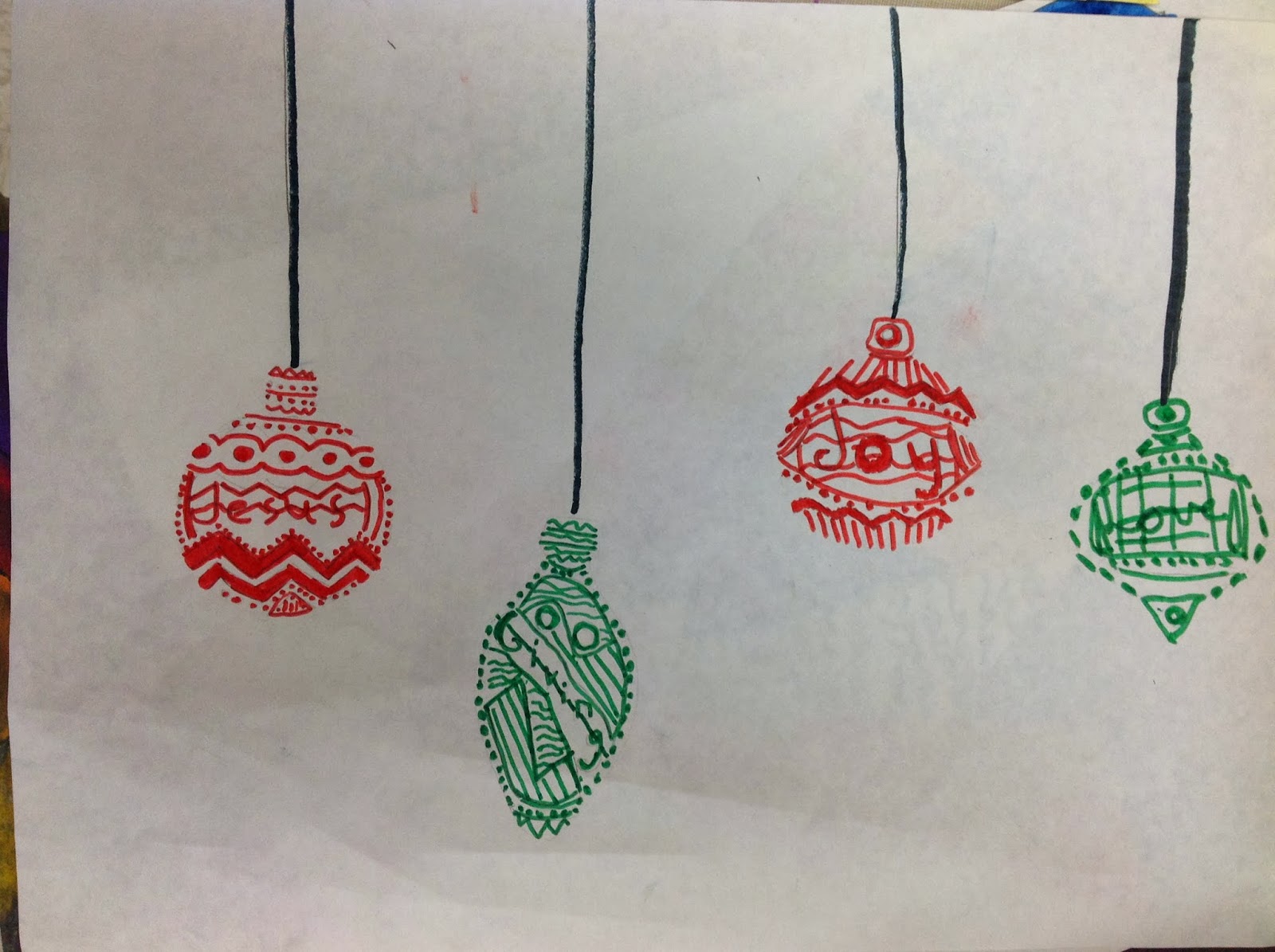 Miss Arty Pants Christmas Ornament Drawing