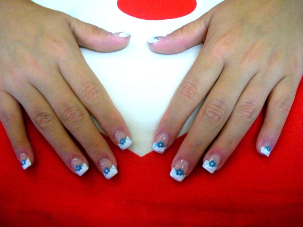 Flowers over French Manicure