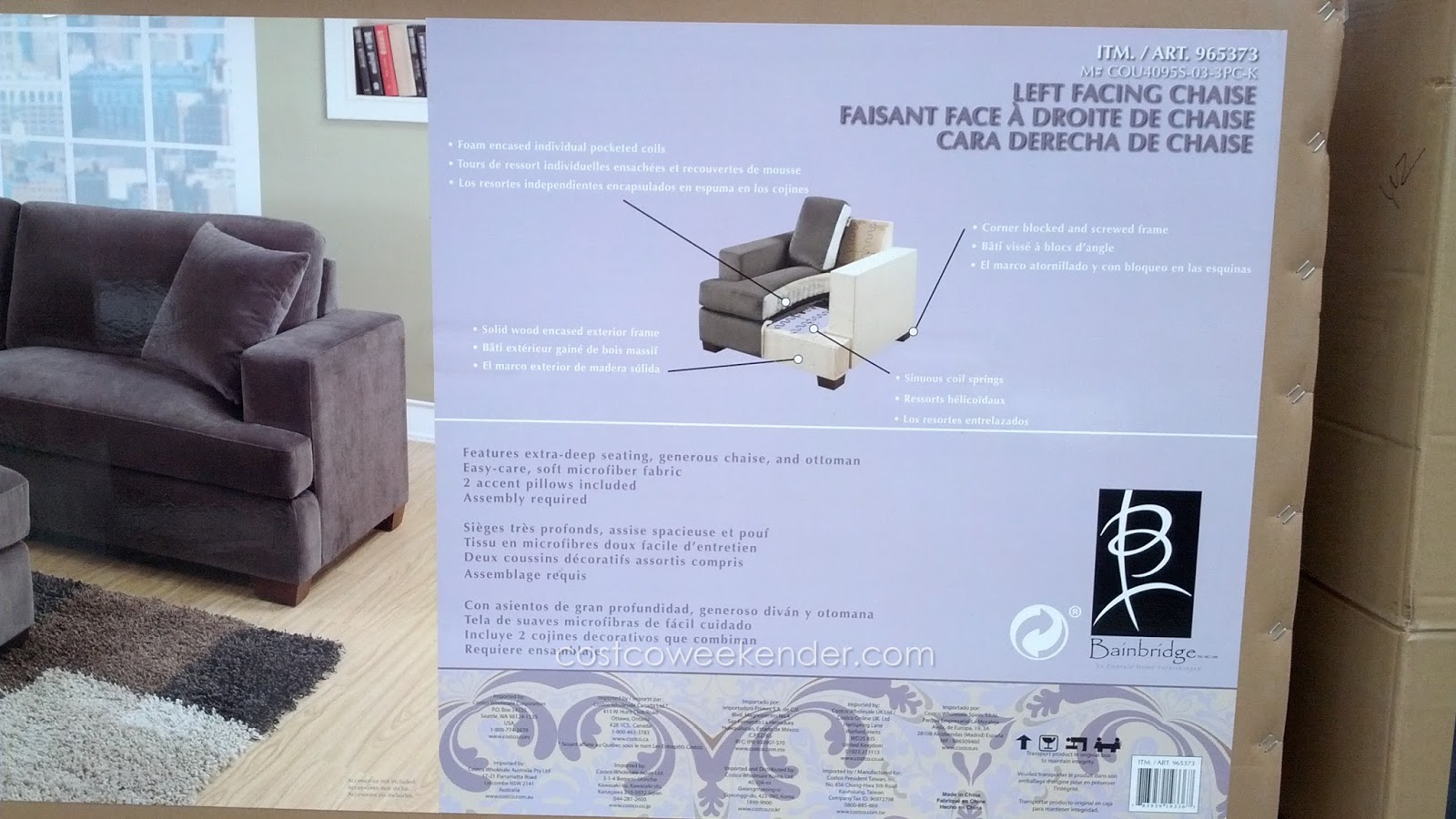 Emerald Home Furnishings Bianca 3Piece Sectional Set Costco Weekender