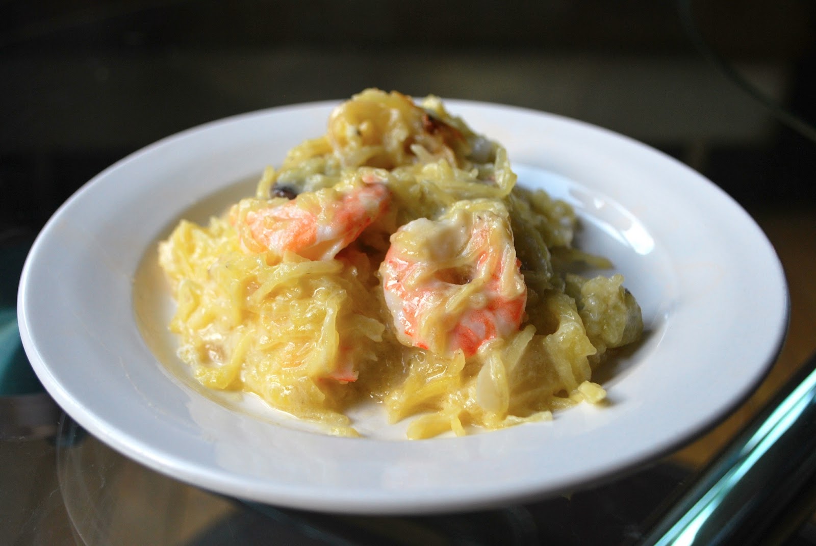 The Hungry Lightweight Shrimp and Mushroom Spaghetti Squash with