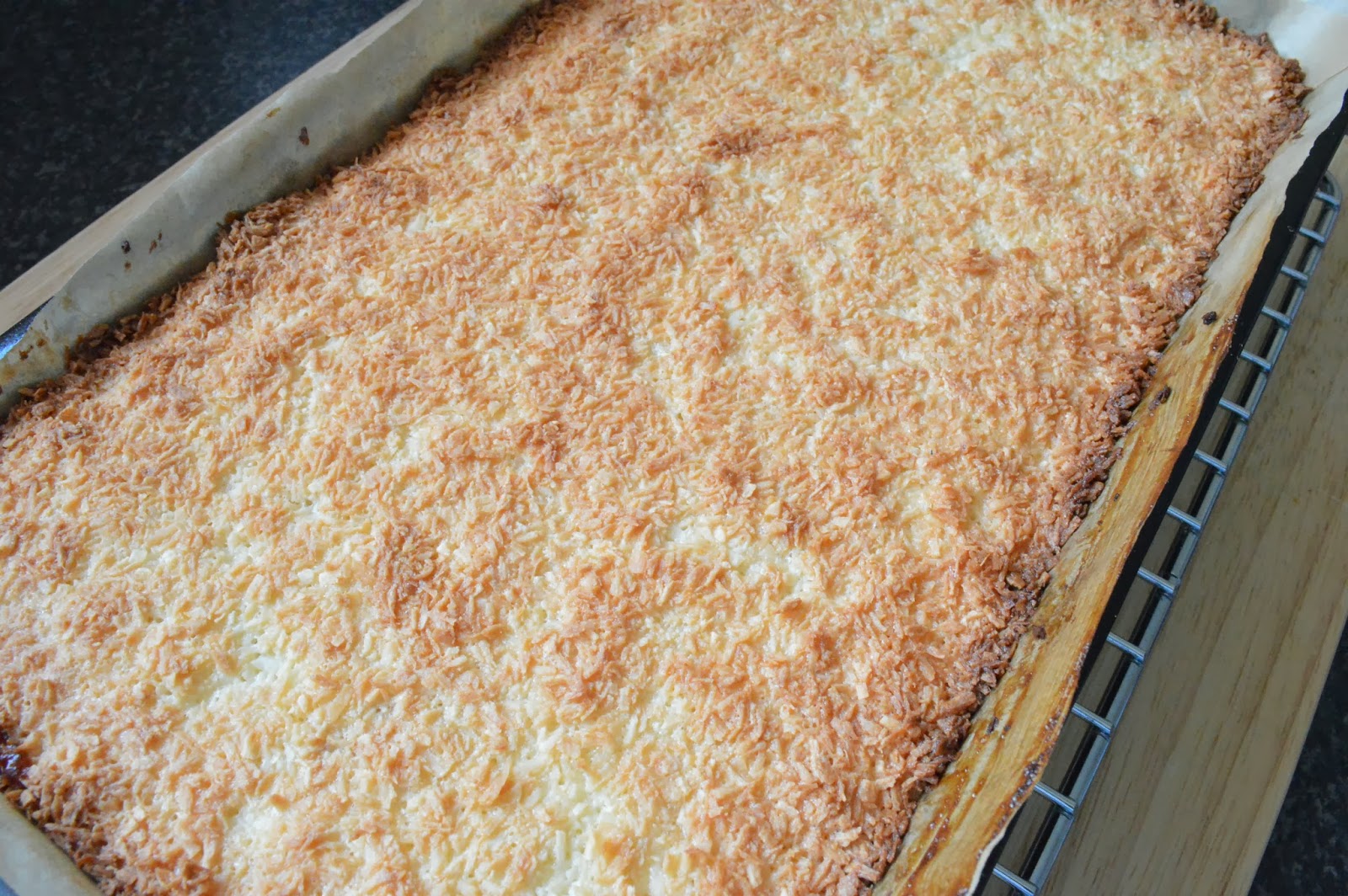 Medwin House Bakery Toasted Coconut jam tray bake