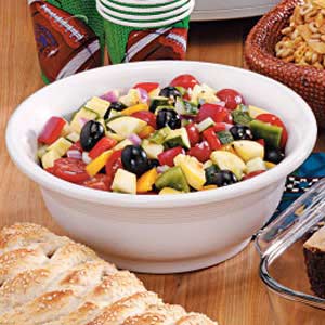 marinated veggie salad taste across kitchen table