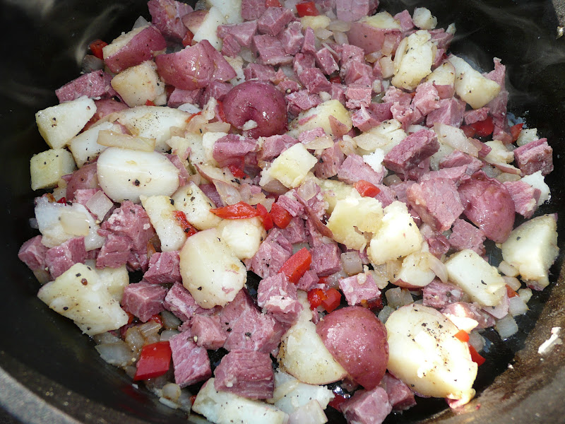 Everyday Dutch Oven Baked Eggs With Corned Beef Hash