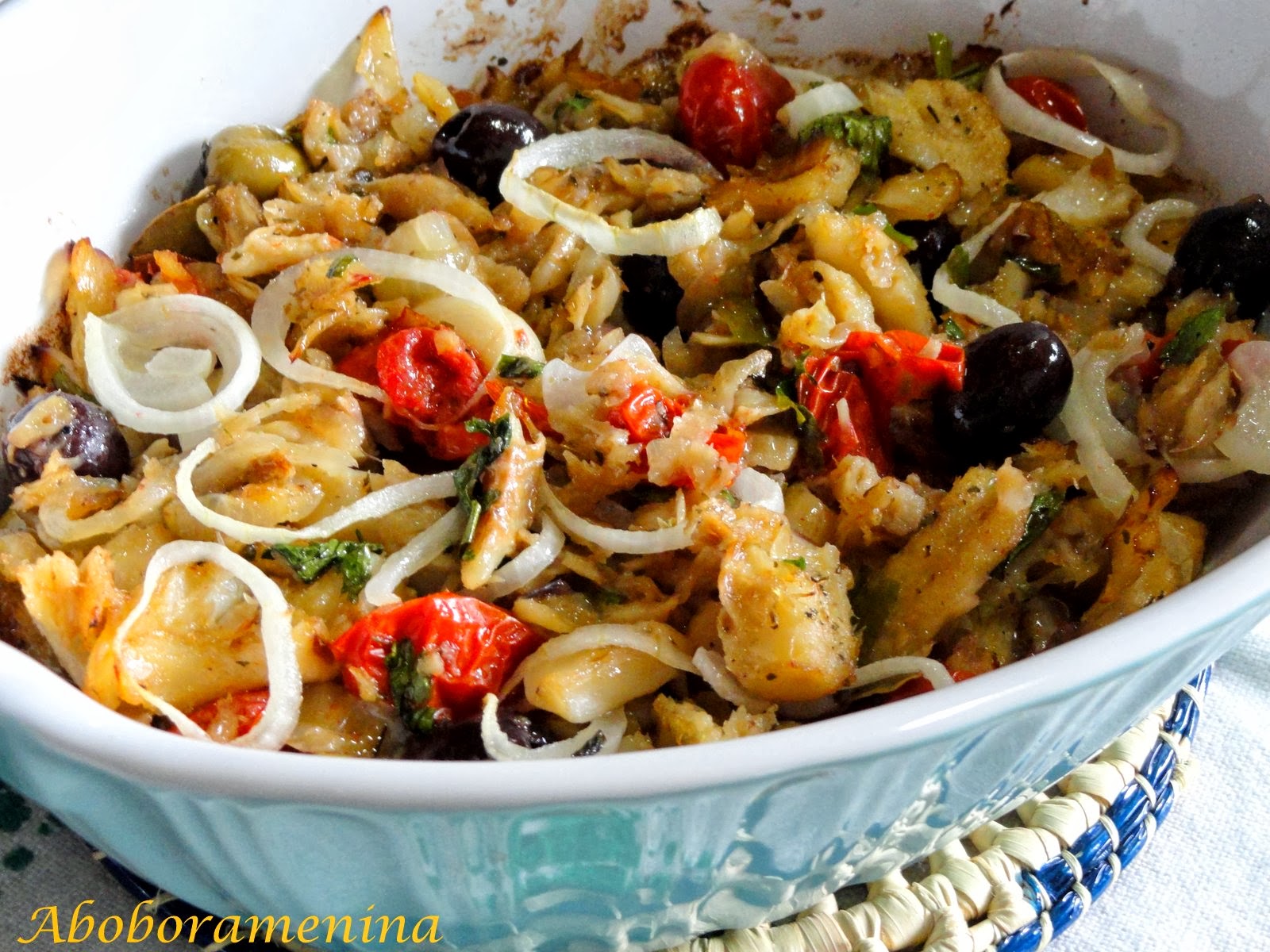 Abóbora Menina Bacalhau em Lascas ao Forno e Purê de Batata Doce para