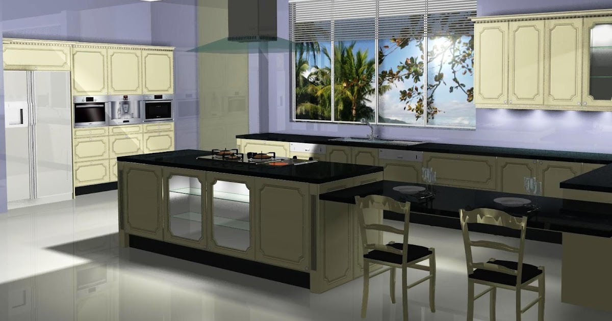 Diseño de cocina en madera de roble. Blanco velado y con mesa seguido a