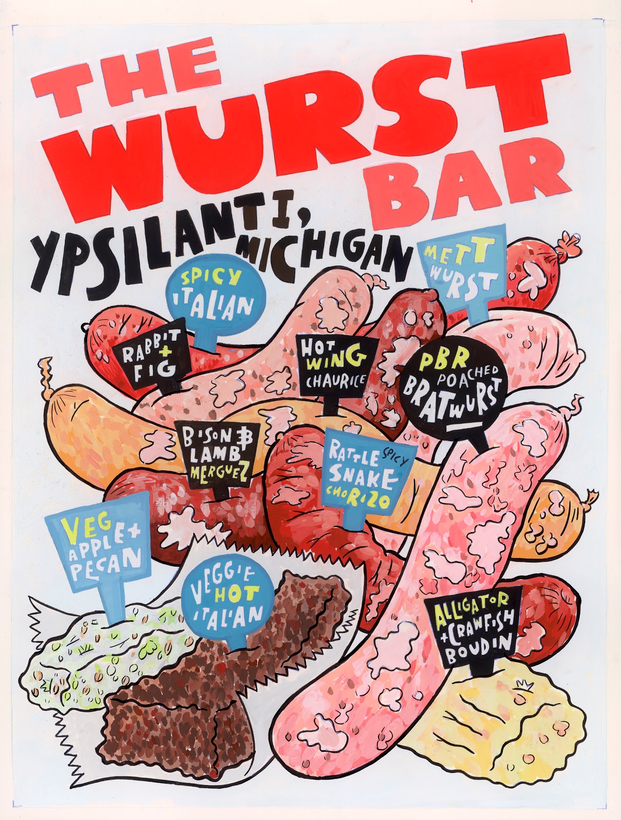 hawk krall Paintings for The Wurst Bar in Ypsilanti, Michigan