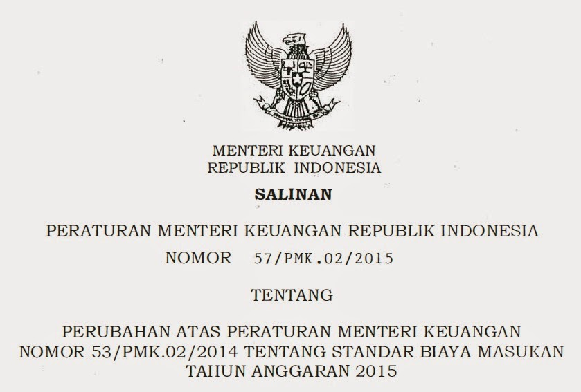 PMK 57 Tahun 2015, Perubahan PMK 53 2014 (SBM 2015) | Info Gaji