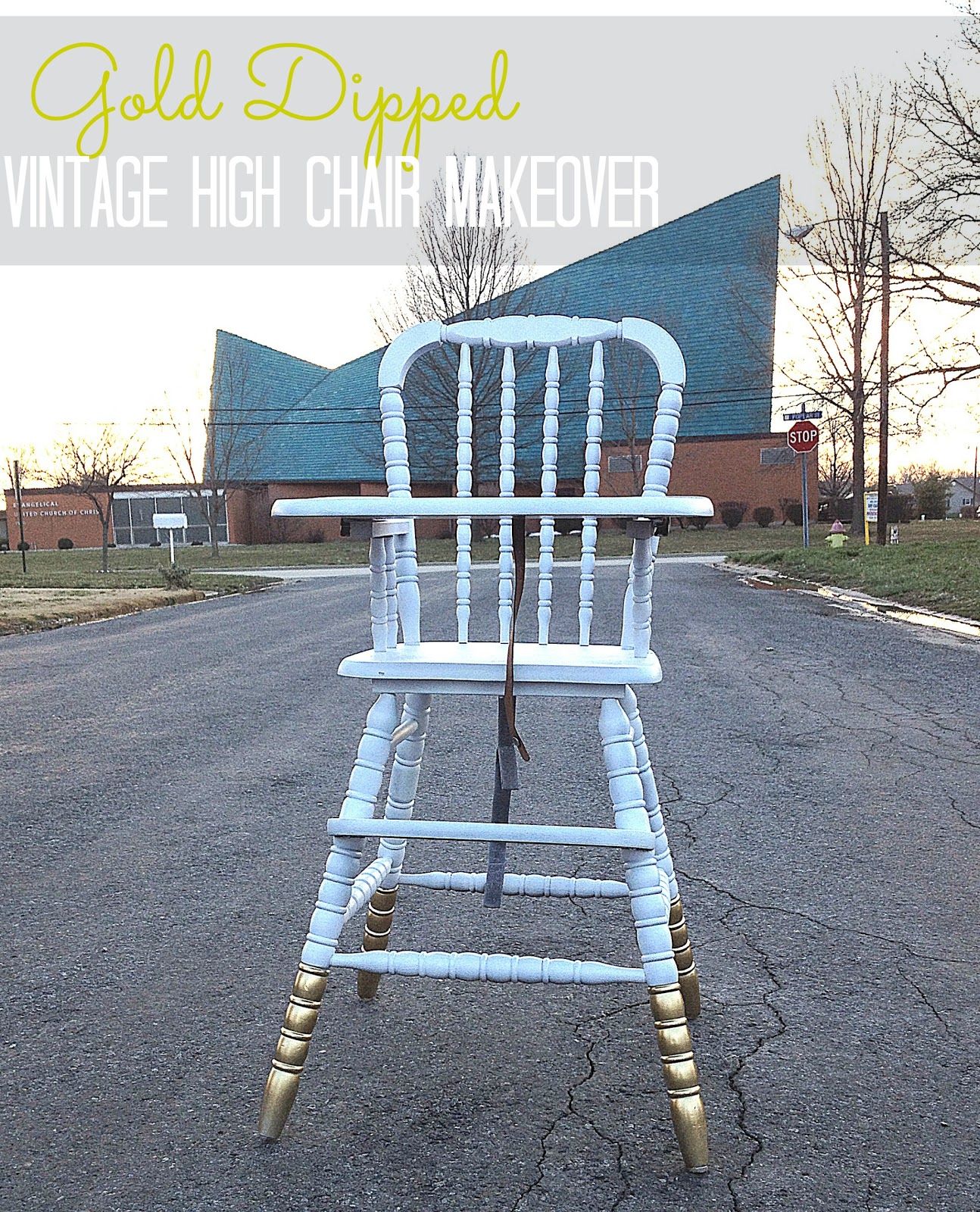 Nuestra Vida Dulce Gold Dipped Vintage Highchair Makeover
