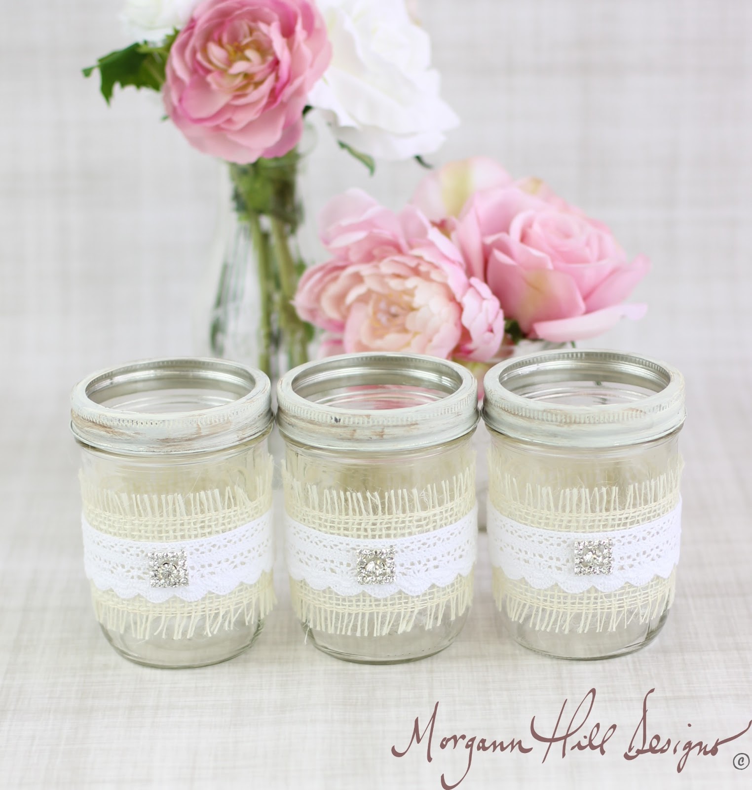 Morgann Hill Designs Mason Jar Wedding Centerpieces Vases With Burlap Morgann Hill Designs Mason Jar Wedding Centerpieces Vases With Burlap