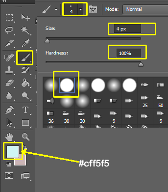 use brush tool,adjust size of brush in photoshop