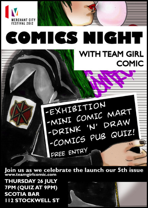 Advertising banner for COMICS NIGHT with Team Girl Comic