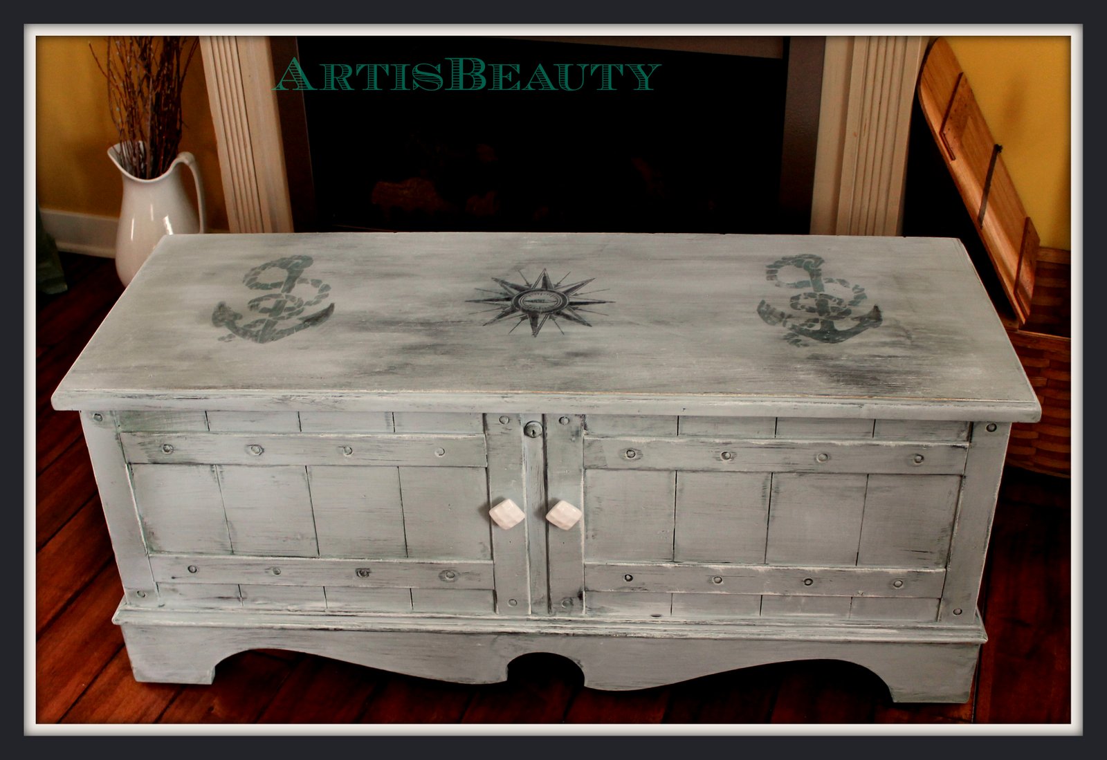 ART IS BEAUTY Lane Cedar Chest NAUTICAL Makeover with Paint and