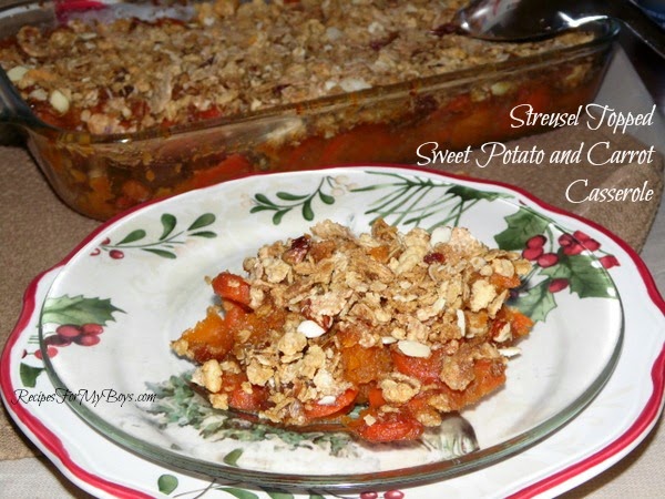 Streusel Topped Sweet Potato and Carrot Casserole RecipesForMyBoys.com #CollectiveBias #LoveMyCereal #QuakerUp #spon