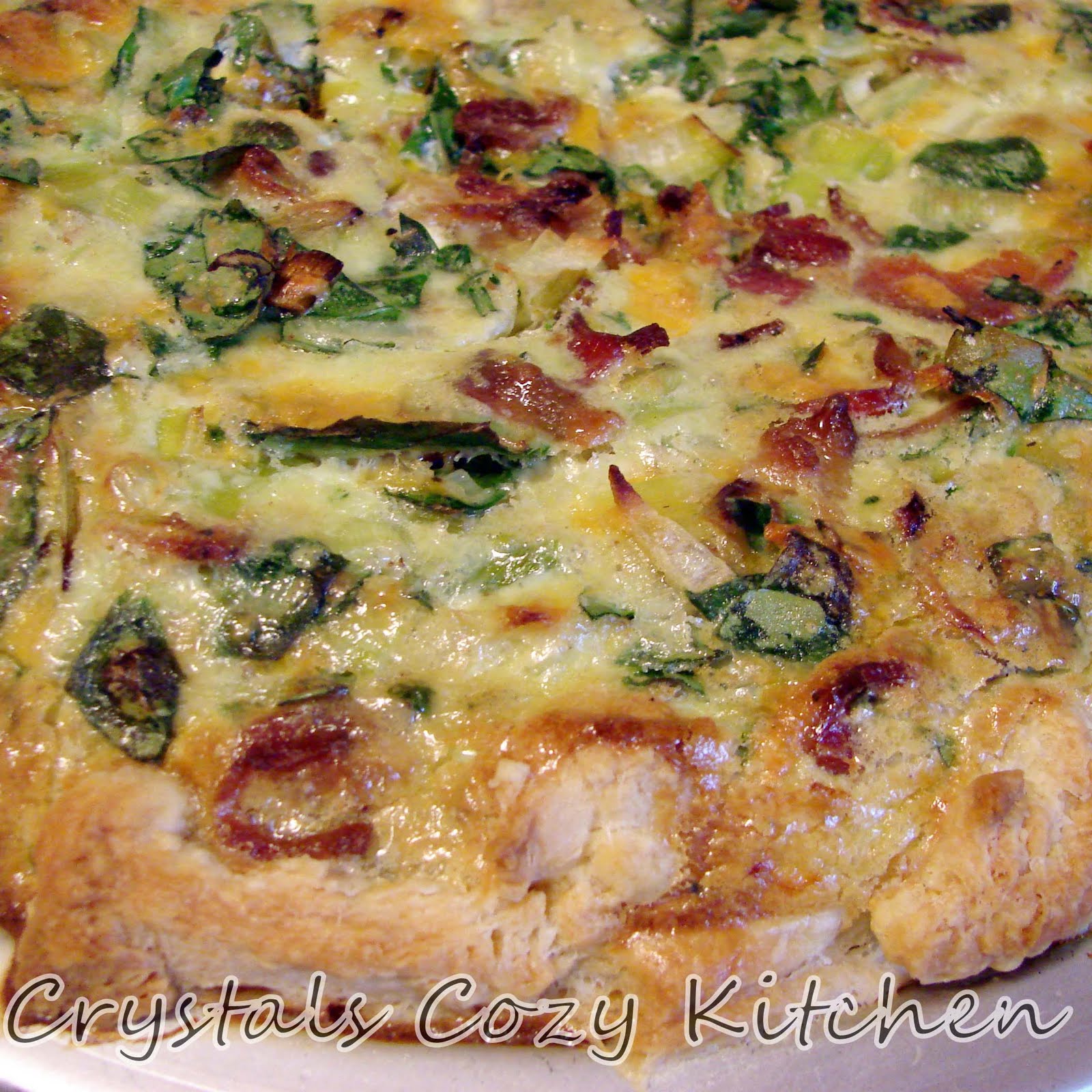 Crystal's Cozy Kitchen Spinach, Leek & Bacon Quiche