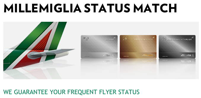 frequent flyer bonuses alitalia millemiglia status match for alitalia frequent flyer program