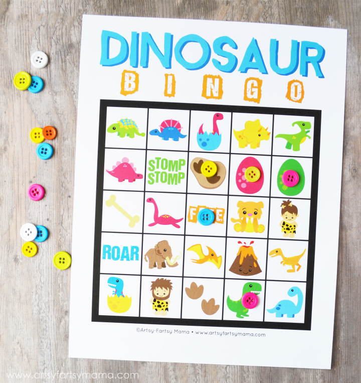 Free Printable Dinosaur Bingo at artsyfartsymama.com