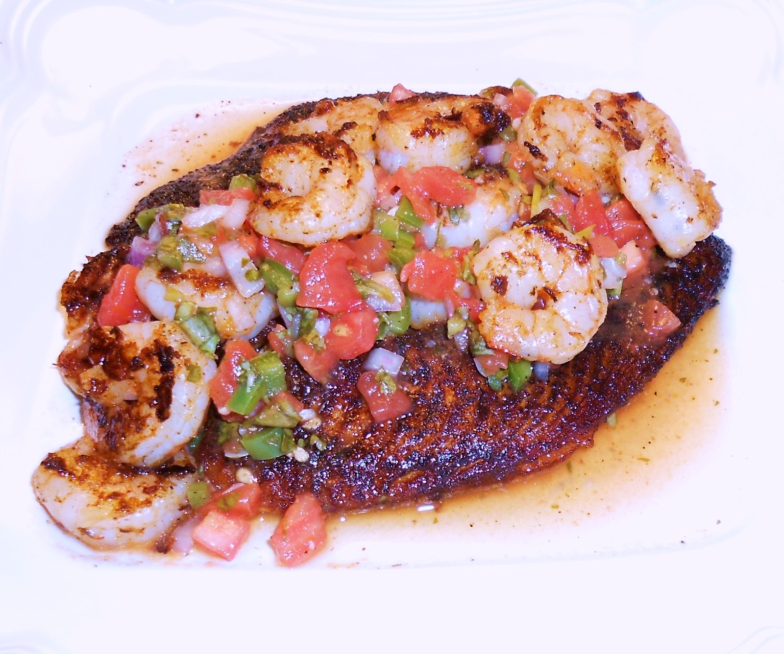 Kathy's Kitchen Low Carb Talapia with Grilled Shrimp