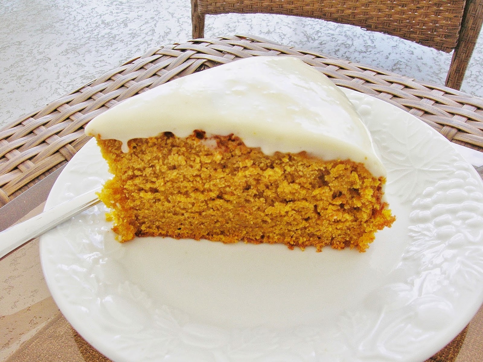 Gluten Free Cream Cheese frosted Spice Cake, made with squash, xanthan free Skinny GF Chef