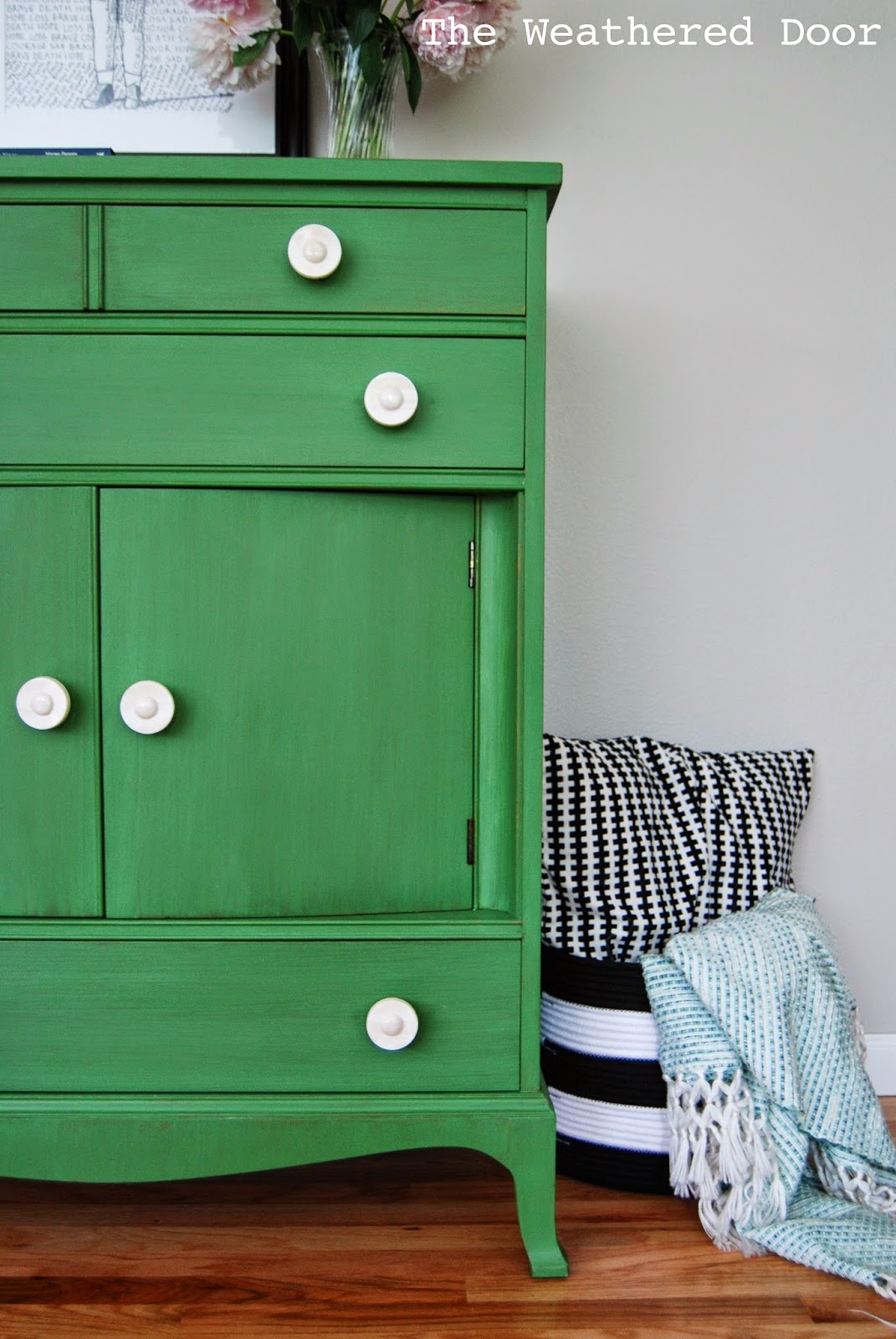 Tavern Green Milk Paint Dresser with Bone Knobs The Weathered Door