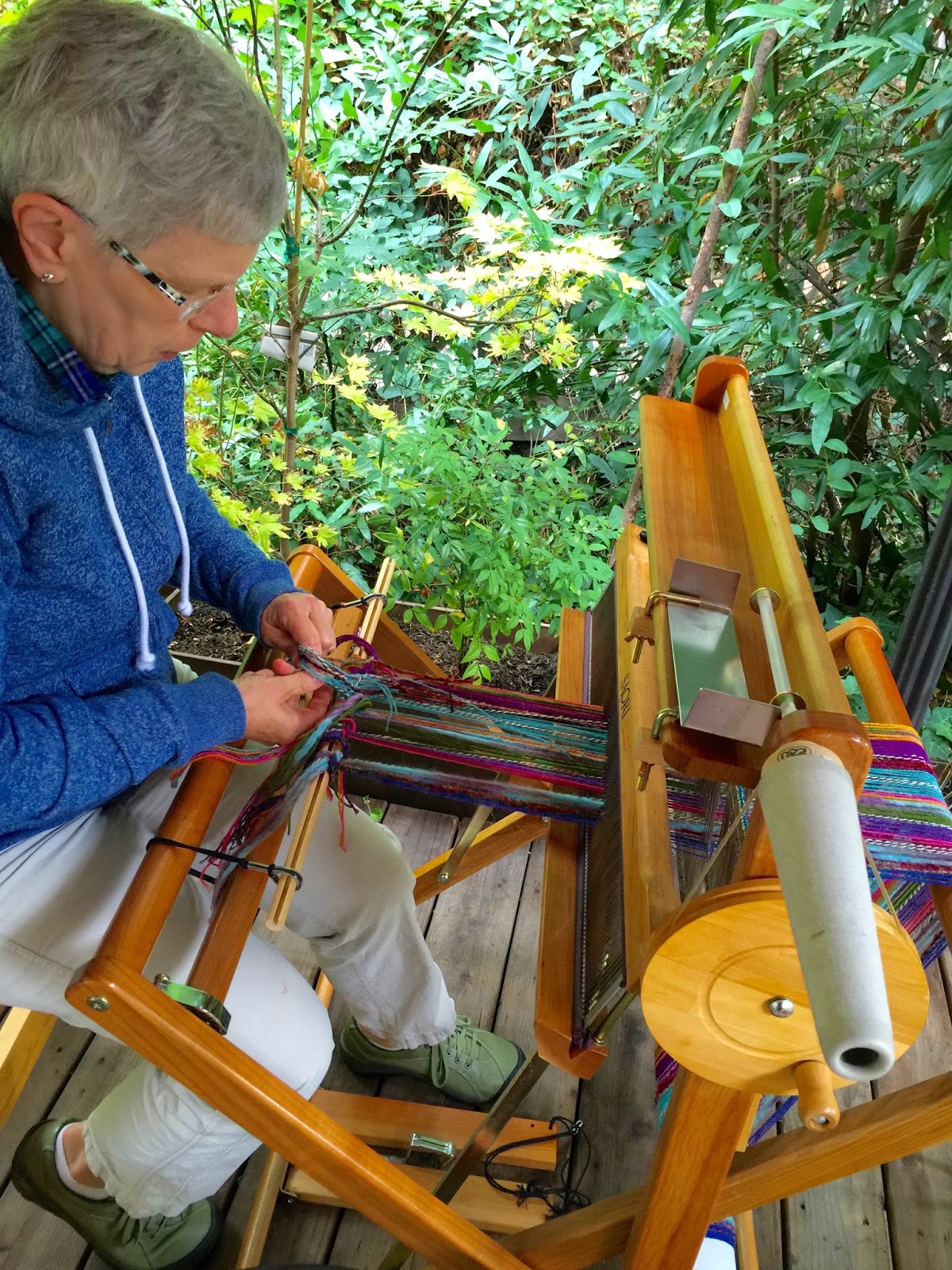 CENTERING WITH FIBER Saori weaving classes " book marking" sisters