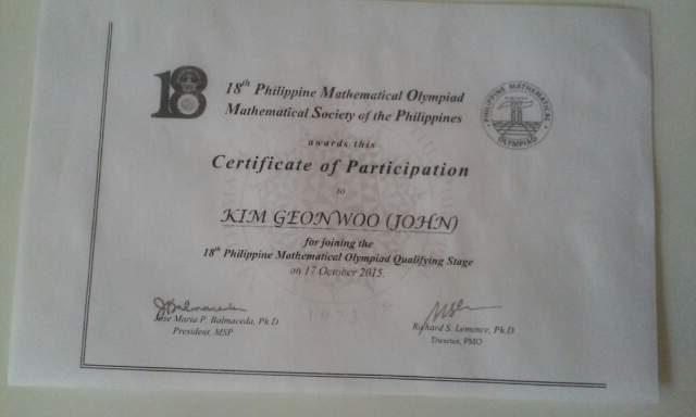 John Kim S CAS 18th Philippine Mathematical Olympiad
