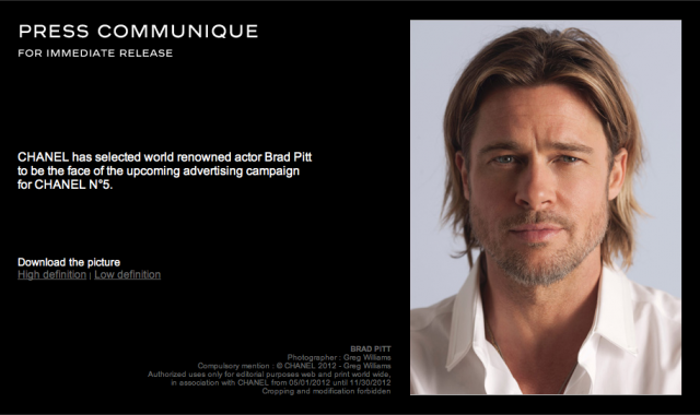 Perfume Shrine: Brad Pitt Speaking Seductively to Chanel No.5